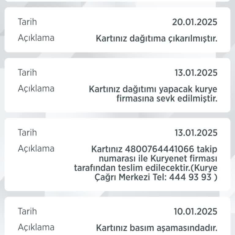 Kart Teslimatında Sorun Ve İletişim Eksikliği