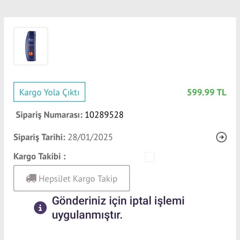 İptal Edilen Siparişin İadesi Bekleniyor