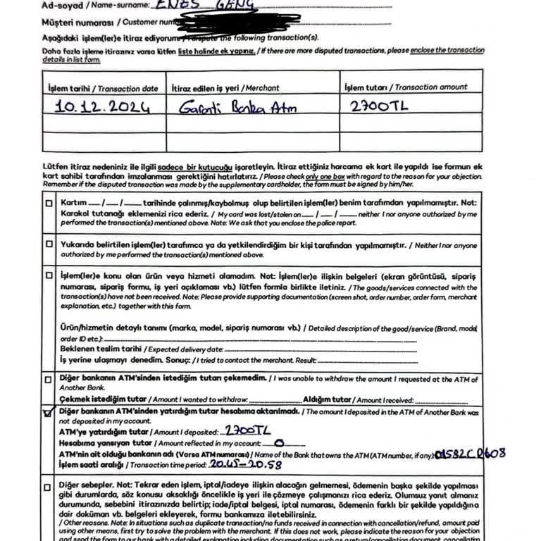 ATM'de Kaybolan Para Ve Eksik Geri Ödeme Sorunu