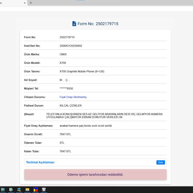 Garanti Kapsamında Fatura Şoku Ve İlgisizlik