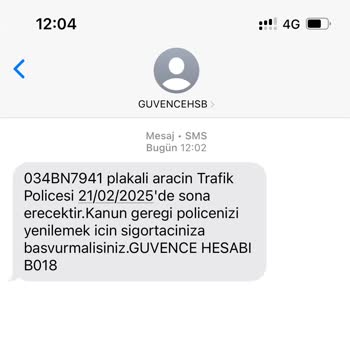 Adıma Kayıtlı Olmayan Araç İçin Haksız Sigorta Mesajı
