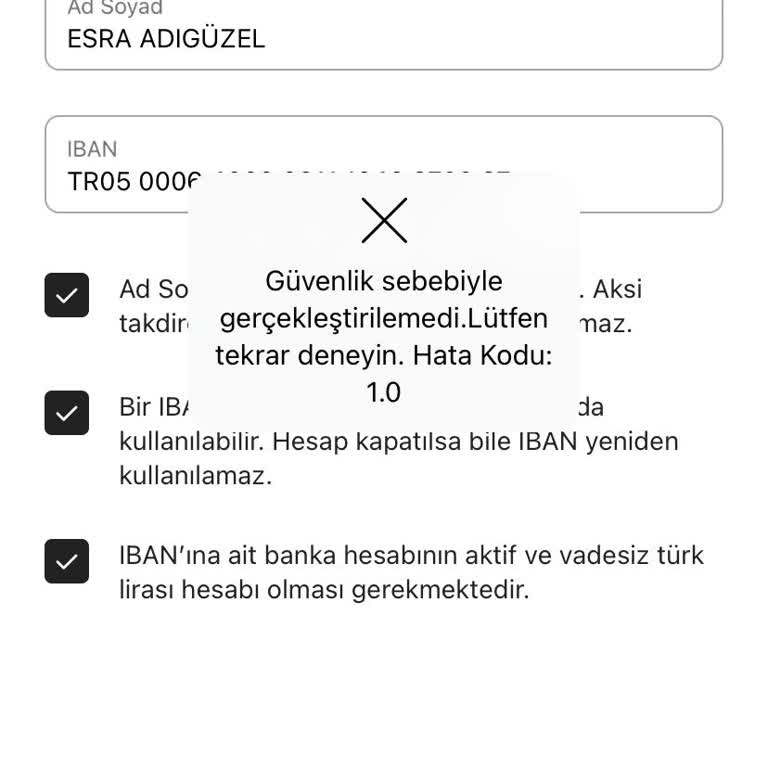 IBAN Hatası Nedeniyle Ürün Satışı Yapamıyorum