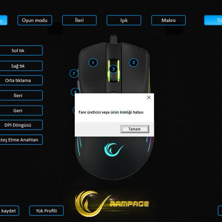 Rampage Gaming Mouse'un Oyun Modu Sorunu
