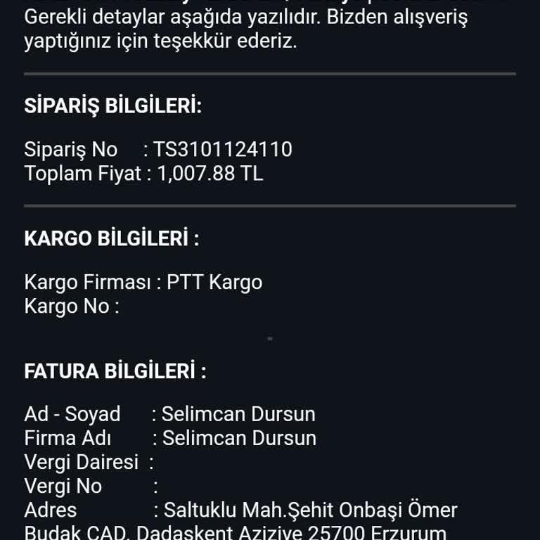 Sipariş Bilgilendirmesi Eksikliği