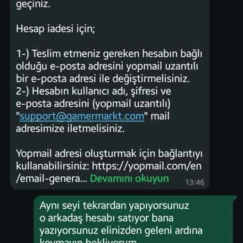 Gamermarkt'ta Hesap Satışı Ve İade Sorunu