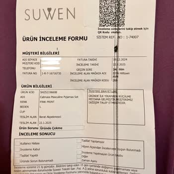 Suwen Pijamalarında Şaşırtıcı Küçülme Ve İade Sorunu