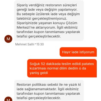 Soğuk Yemek Ve İade Sorunu: Migros Yemek'ten Memnuniyetsizlik
