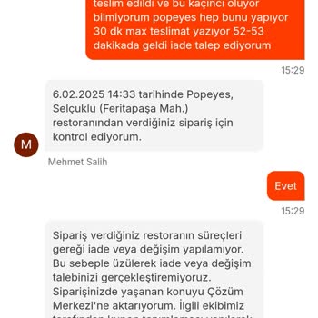 Soğuk Yemek Ve İade Sorunu: Migros Yemek'ten Memnuniyetsizlik