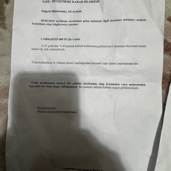 İmza Mağazasının Hatalı Ürün İadesi Süreci