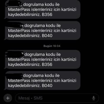 Yetkisiz Masterpass Doğrulama Mesajları