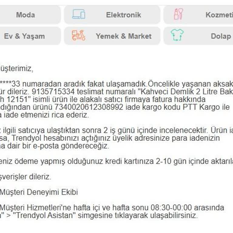 Fatura Sorunu Ve İade Talebi