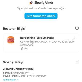 Elazığ Elysium AVM Burger King'de Sürekli İptal Edilen Siparişler