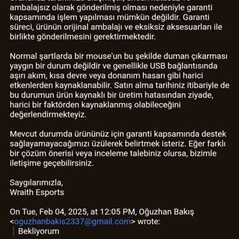 Garanti Kapsamında Olmayan Ürün Ve Müşteri Hizmetleri Sorunu