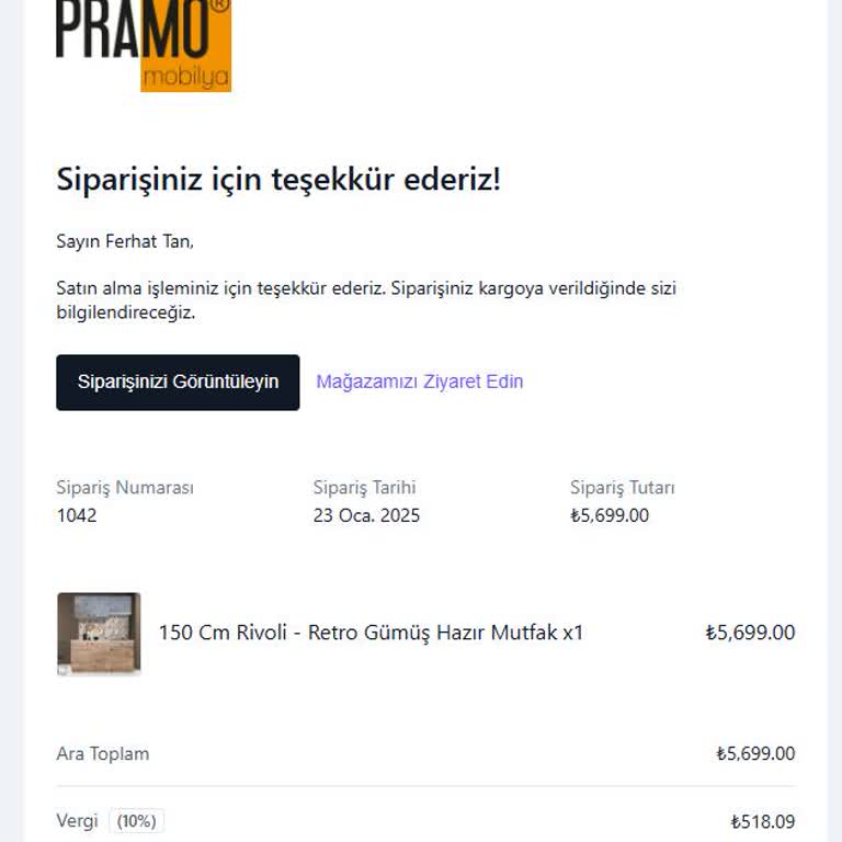Pramo Mobilya'dan Sipariş Sonrası Sessizlik