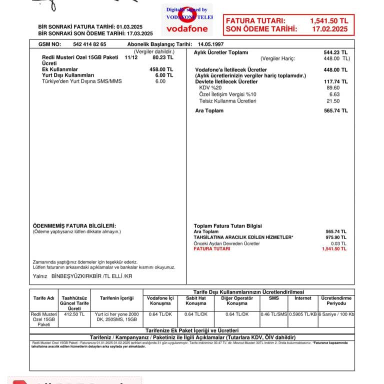 Haberim Olmadan Yüksek Fatura Şoku