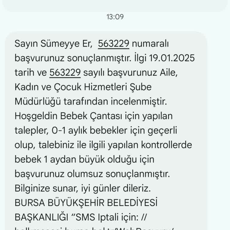 Hoş Geldin Bebek Çantası Başvurusu Reddedildi