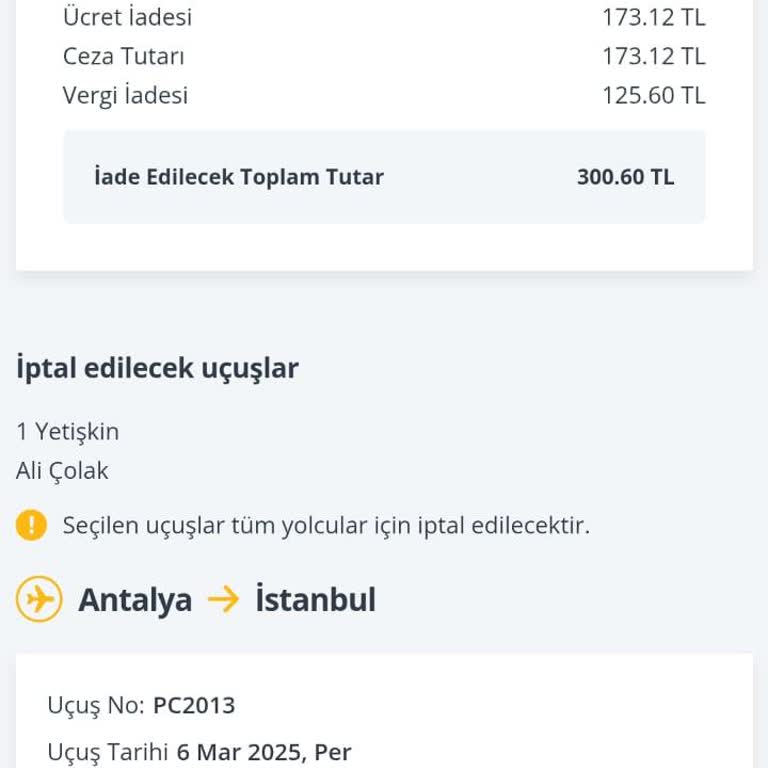Pegasus'tan Beklenmedik İade Kesintisi