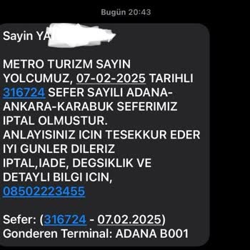 Son Dakika İptal: Metro Turizm Mağduriyeti
