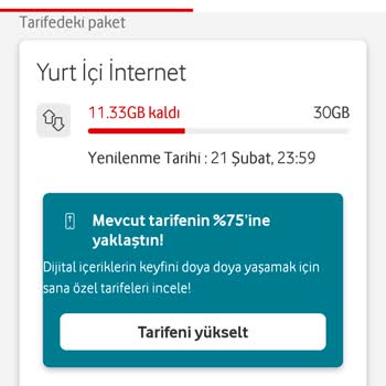 Vodafone Hediye İnternet Yüklenmedi