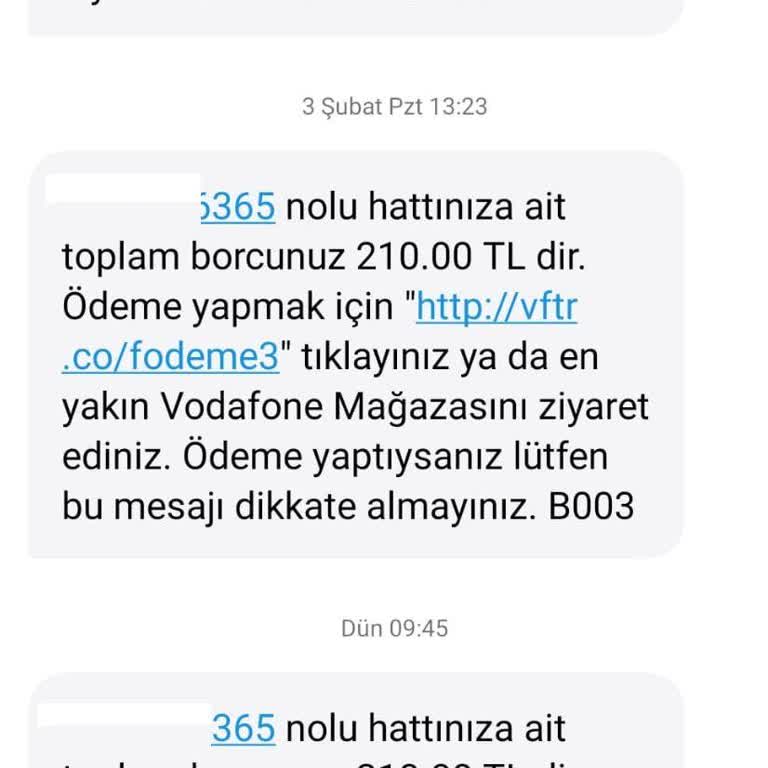 Vodafone'dan Yanıltıcı Borç Mesajları