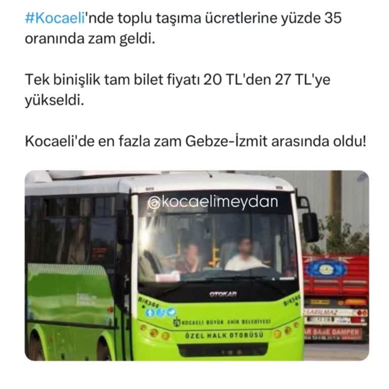 Otobüs Ücretlerine Haksız Zam