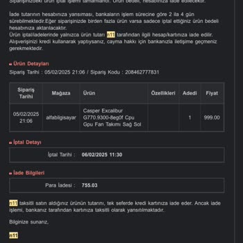 Getir Finans Kartı İle İade Sorunu: Para Hesaba Geçmiyor