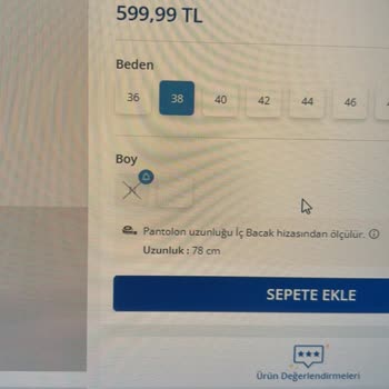 LCW Mobil Uygulamada Boy Seçimi Sorunu
