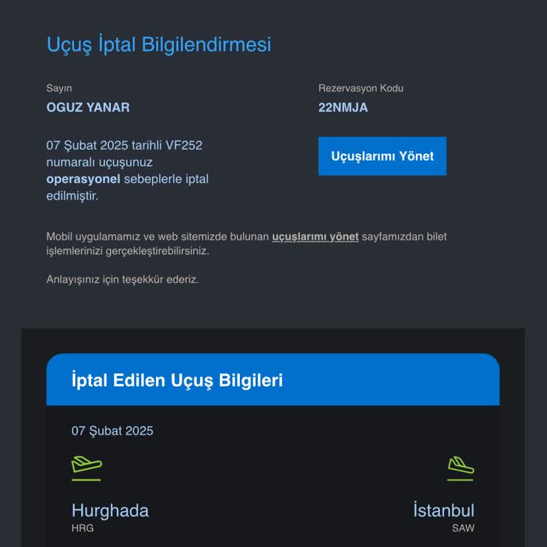 İptal Edilen Uçuşun Yarattığı Mağduriyet