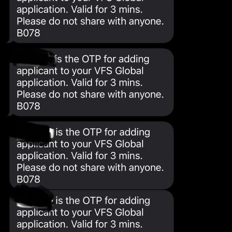 VFS Global'dan Sürekli Gelen OTP Mesajları