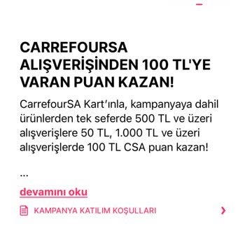ZUBİZU Carrefour SA Kampanyasında Kazanılmayan Puanlar