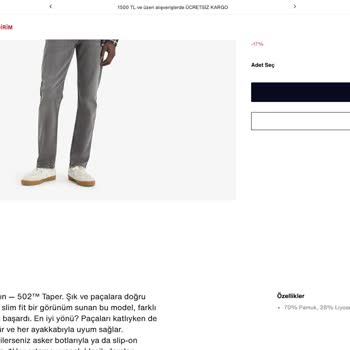 Levis Jean Malzeme Bilgisi Yanıltıcı Çıktı