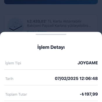 Joygame Üzerinden Yapılan Ödeme Hesabıma Yansımadı