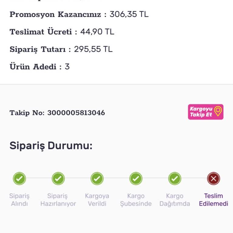 Gratis Sipariş Teslimat Sorunu