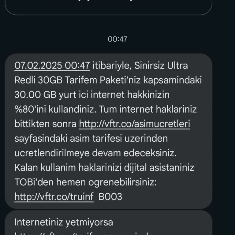 Vodafone İnternet Paketimin Hızla Tükenmesi Ve Müşteri Hizmetleri Sorunu