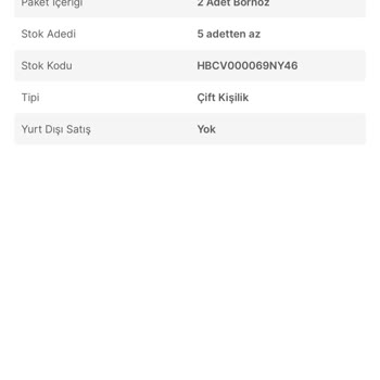 Eksik Gönderilen Bornoz Sorunu
