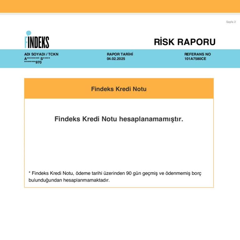 Findeks Risk Raporu Sorunu