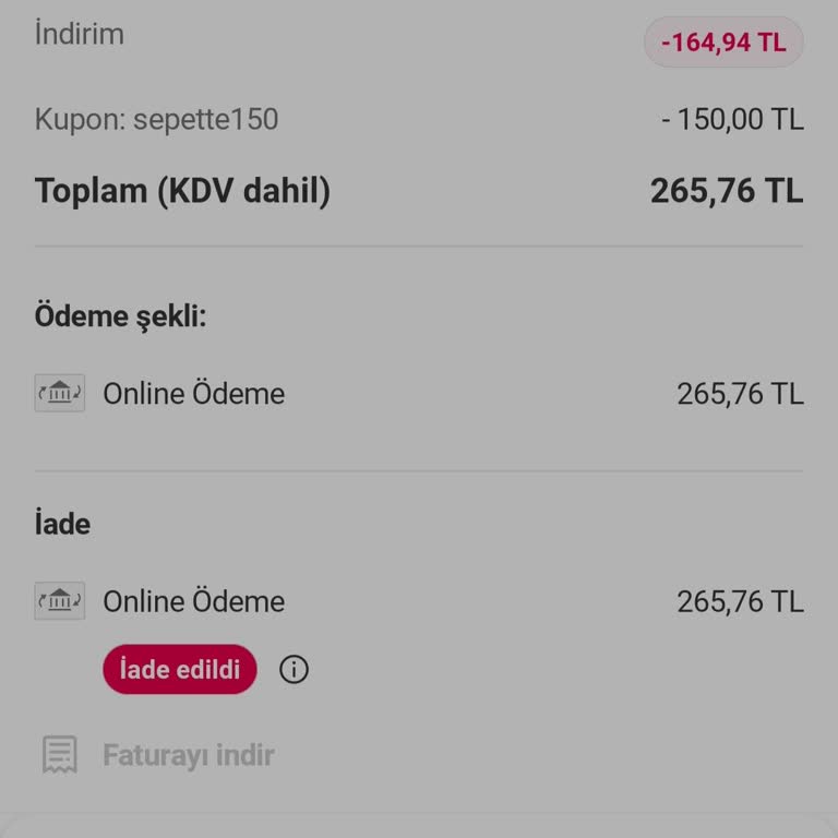 Kupon İndirimi Bahane Edilerek İptal Edilen Sipariş