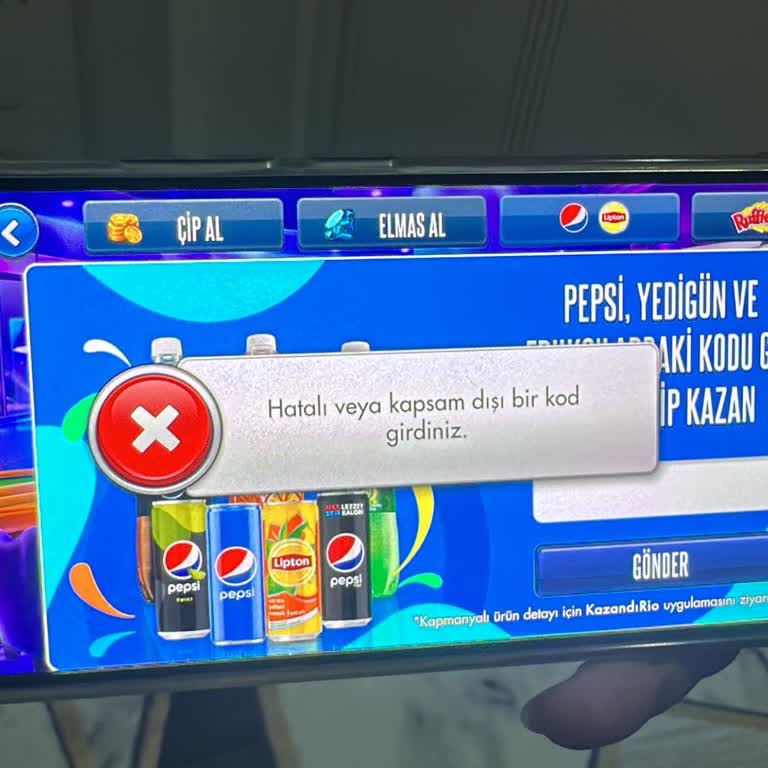 Pepsi Ve Atıştırmalık Kodları Çalışmıyor
