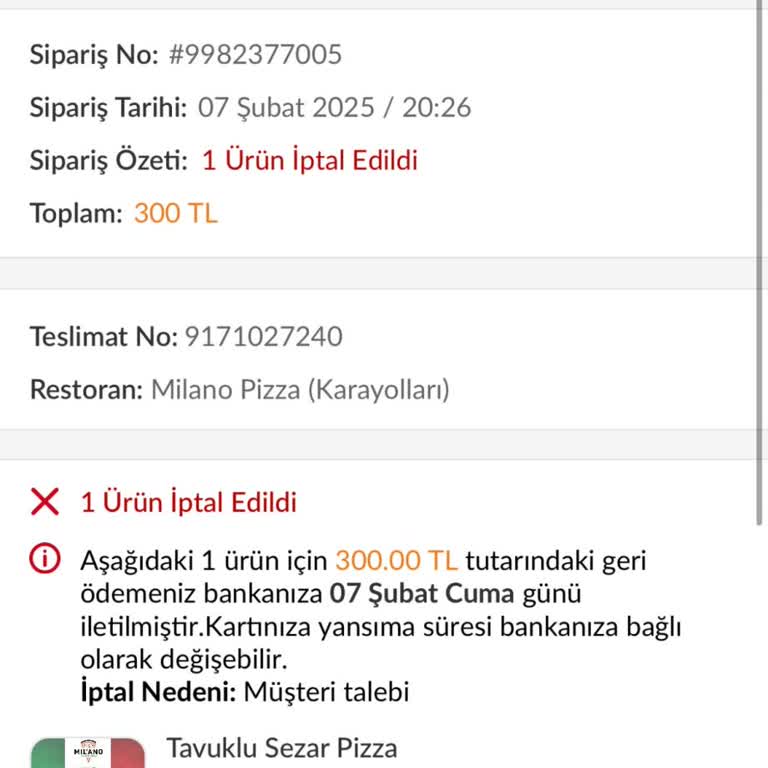 İndirimli Sipariş Yüzünden Teslim Edilmeyen Pizza