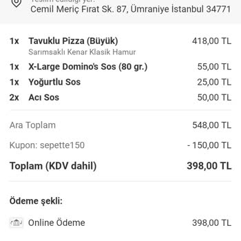 Domino's Siparişim Gelmedi Ve İletişim Kuramıyorum