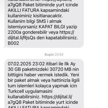 Turkcell'den Taahhütlü Paket Ve Hediye Kullanım Sorunu