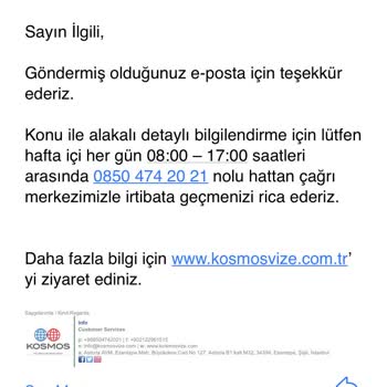 Kosmos Vize Randevu Ve Müşteri Hizmetleri Sorunları