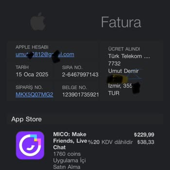 İzinsiz Satın Alım Ve İade Talebi