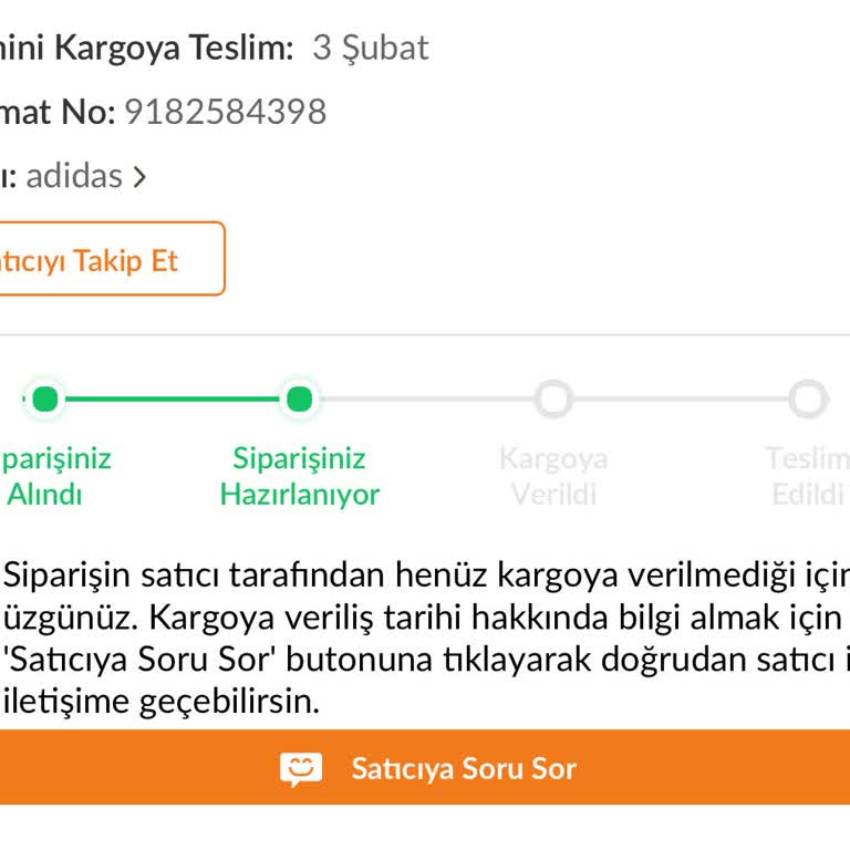 Adidas Siparişim Hazırlanıyor Aşamasında Takılı Kaldı