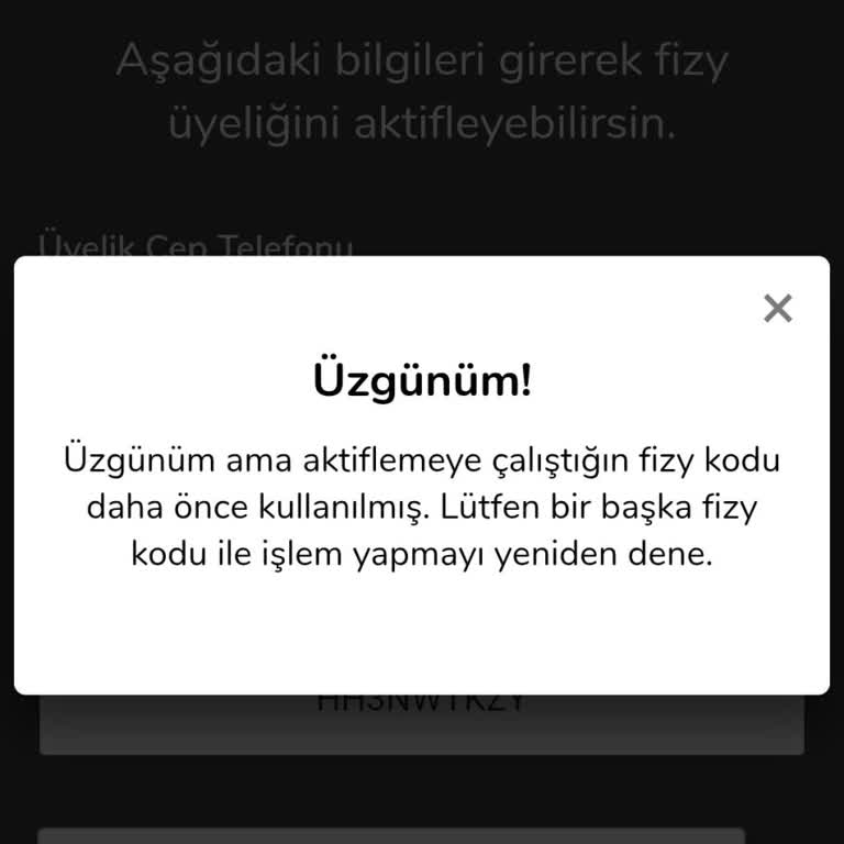 Turkcell Fizy Ücretsiz Kullanım Hatası