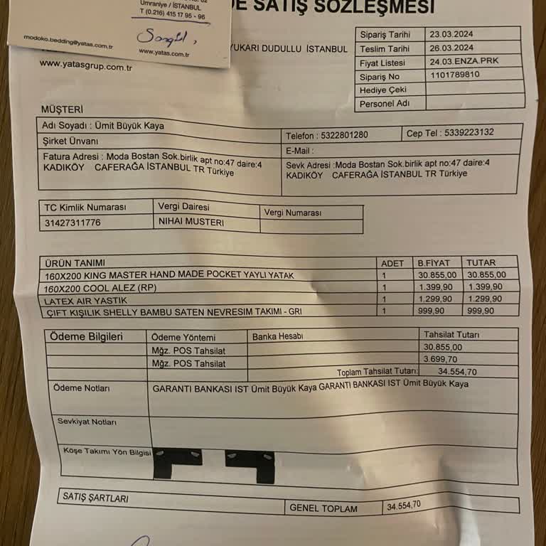 Yataş Yatakta Çökme Sorunu Ve İlgisiz Müşteri Hizmetleri