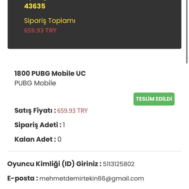 PUBG UC Satın Alımında Sorun Ve Geri Dönüş Eksikliği