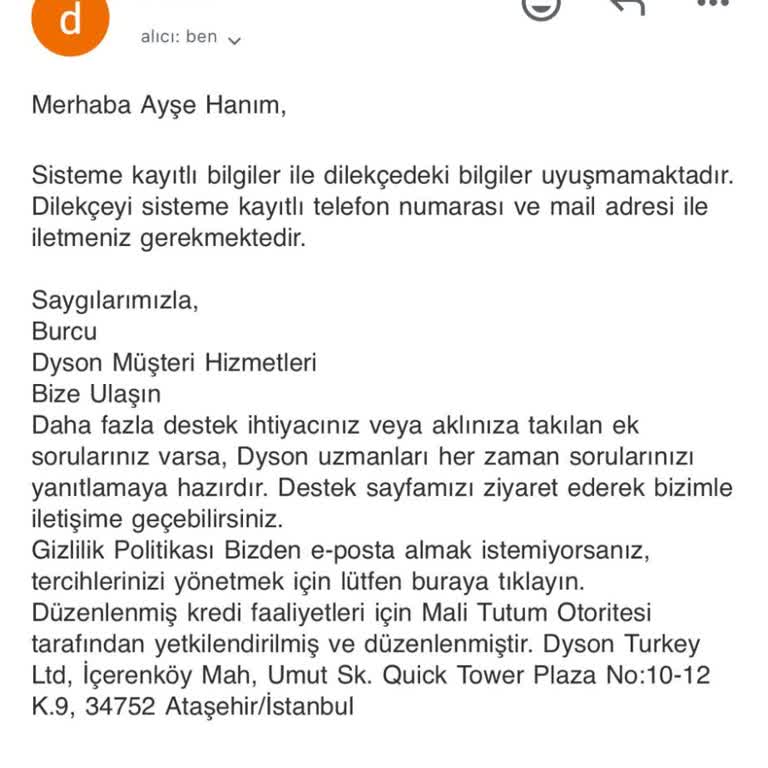Dyson Müşteri Hizmetleri İle İletişim Sorunu Ve Devir İşlemleri