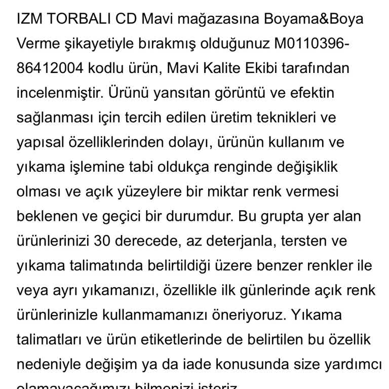 Mavi Firmasında Hayal Kırıklığı: Ürün İade Sürecinde Mağduriyet