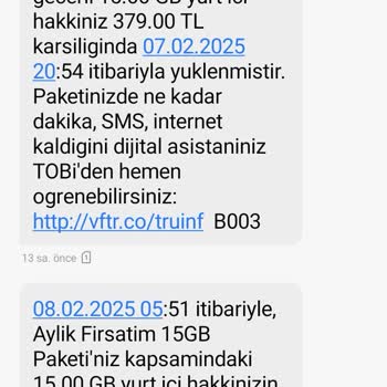 Kullanılmadan Tükenen İnternet Paketi